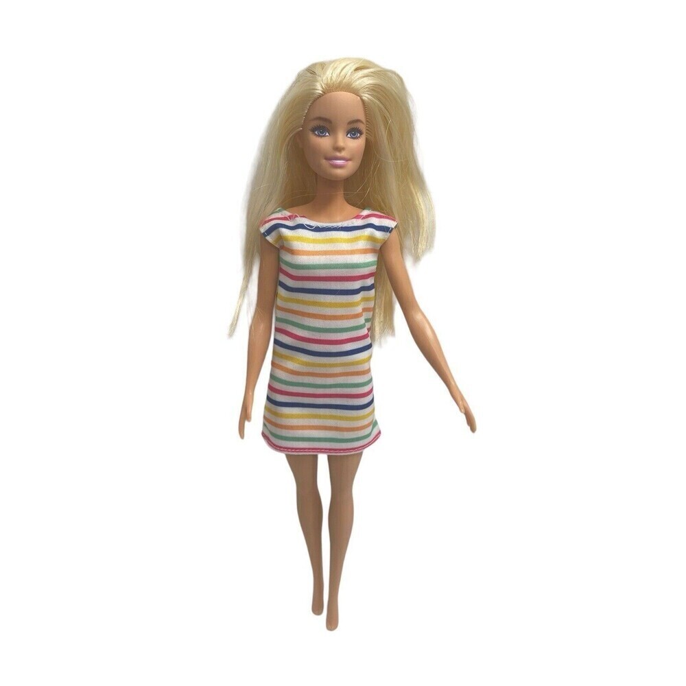Barbie Fashionistas Doll Mattel Blonde Hair 2015 THIN DOLL Rainbow Dress